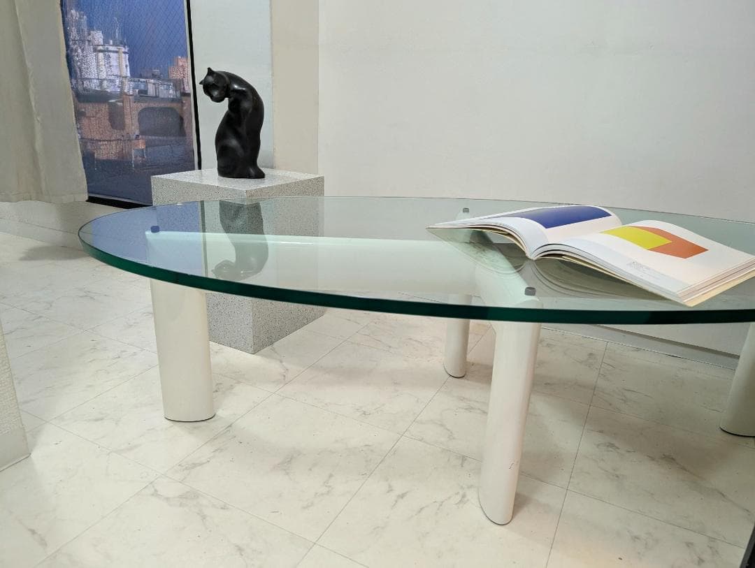 HUKLA アイアン ガラス テーブル ミッドセンチュリー モダン バウハウス