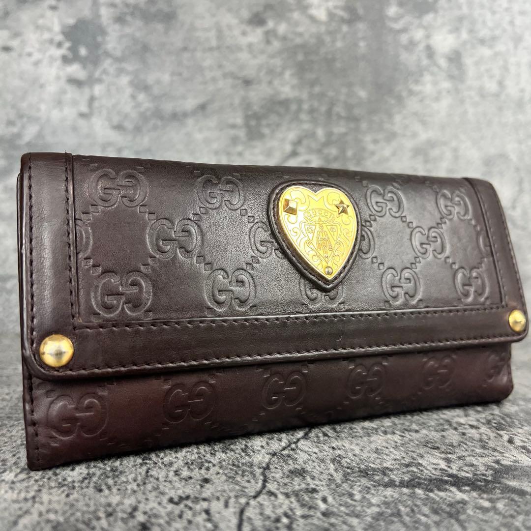 GUCCI グッチシマ ハートクレストWホック長財布