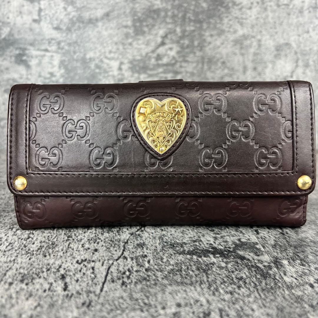 GUCCI グッチシマ ハートクレストWホック長財布