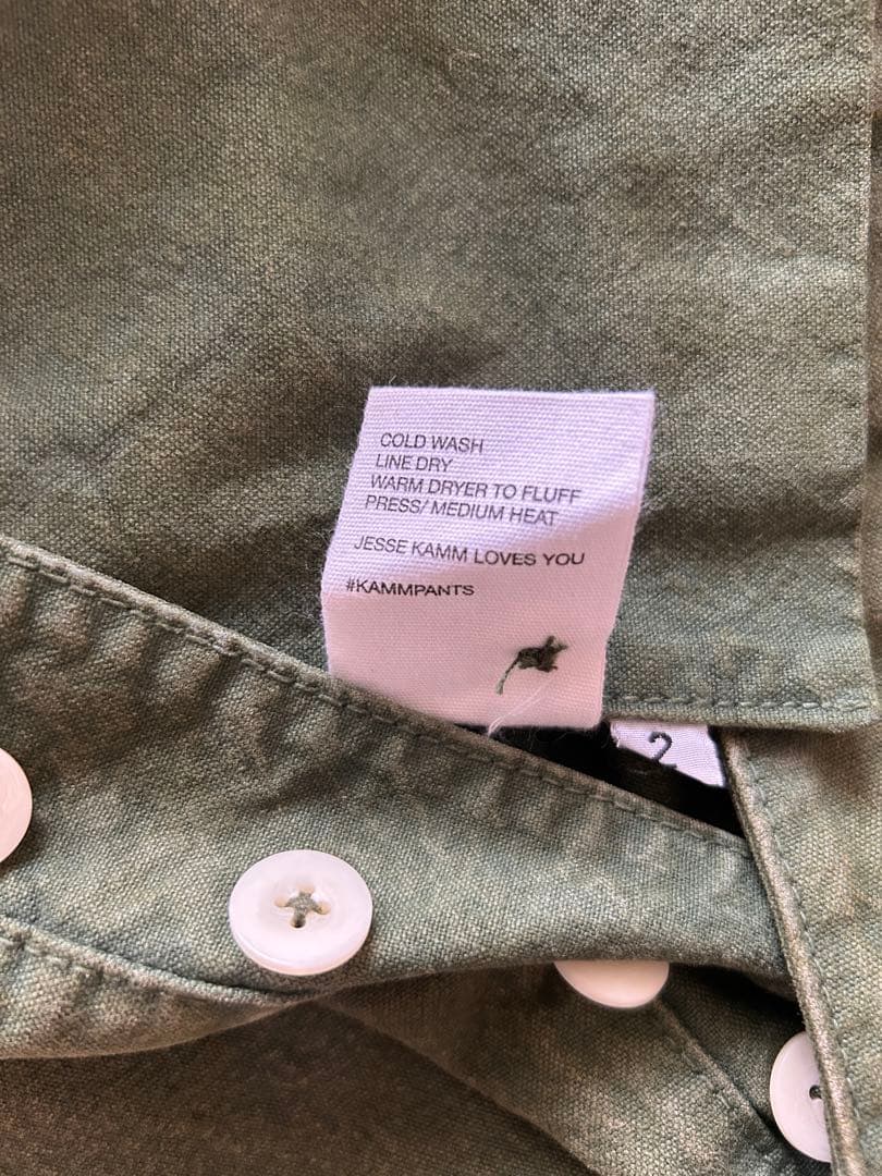 JESSE KAMM ハイウエスト ワイドレッグパンツ カーキ