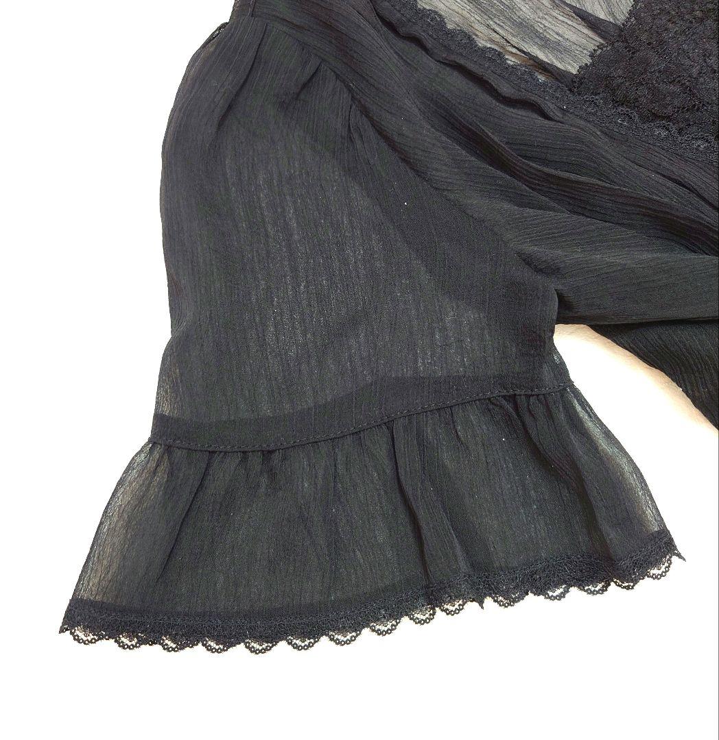 新品 タグ付き シフォン レースチュニック ブラック