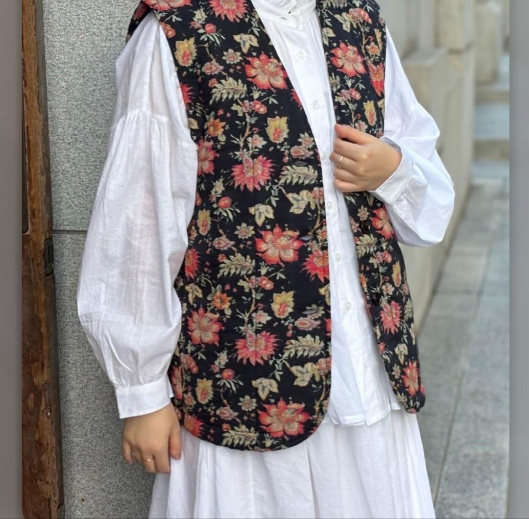 SOIL 60s FLOWER VNECK VEST キルト　中綿ベスト　ソイル