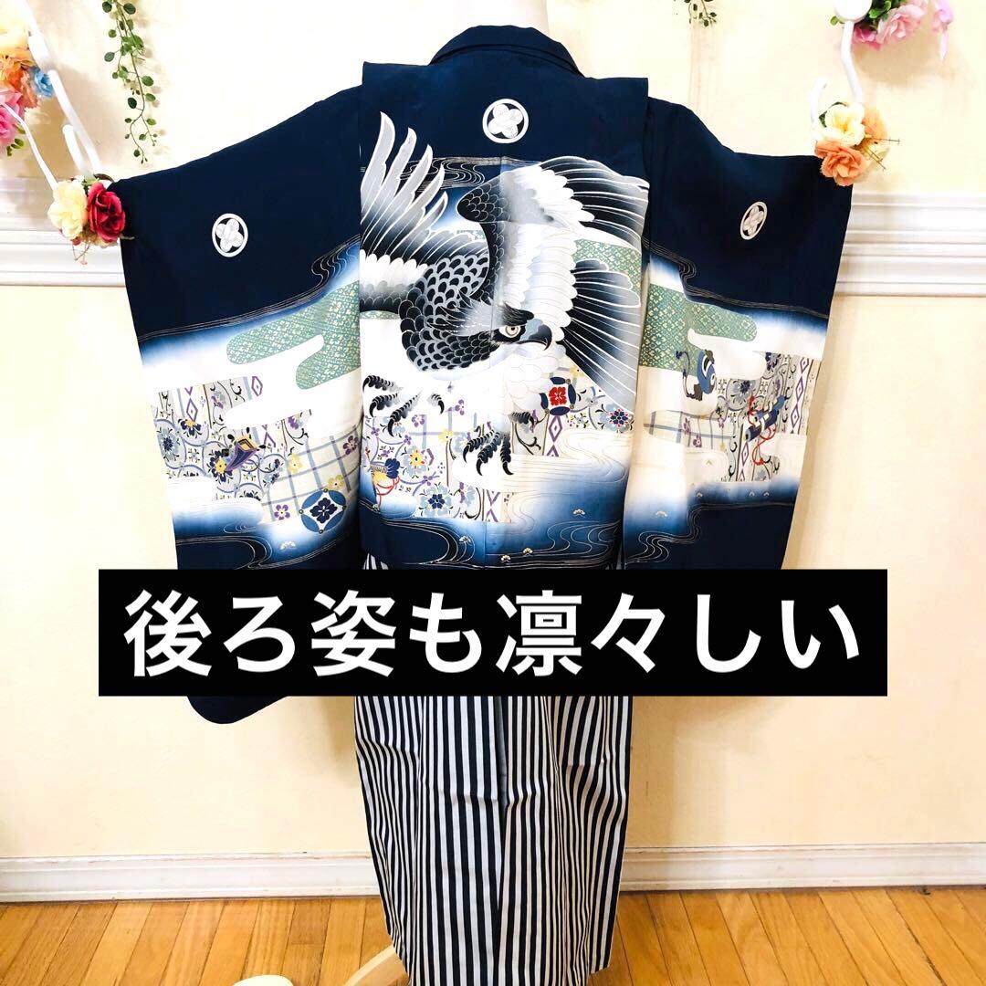 七五三 五歳‼️黒地 豪華男の子 鷹完全️フルセット‼️お家から揃え無 逸品‼️