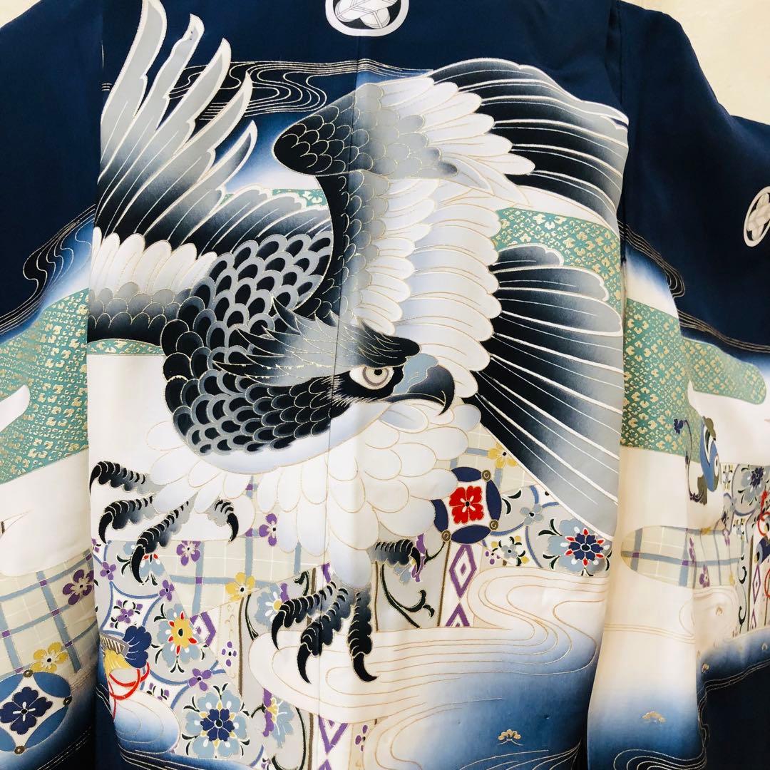 七五三 五歳‼️黒地 豪華男の子 鷹完全️フルセット‼️お家から揃え無 逸品‼️