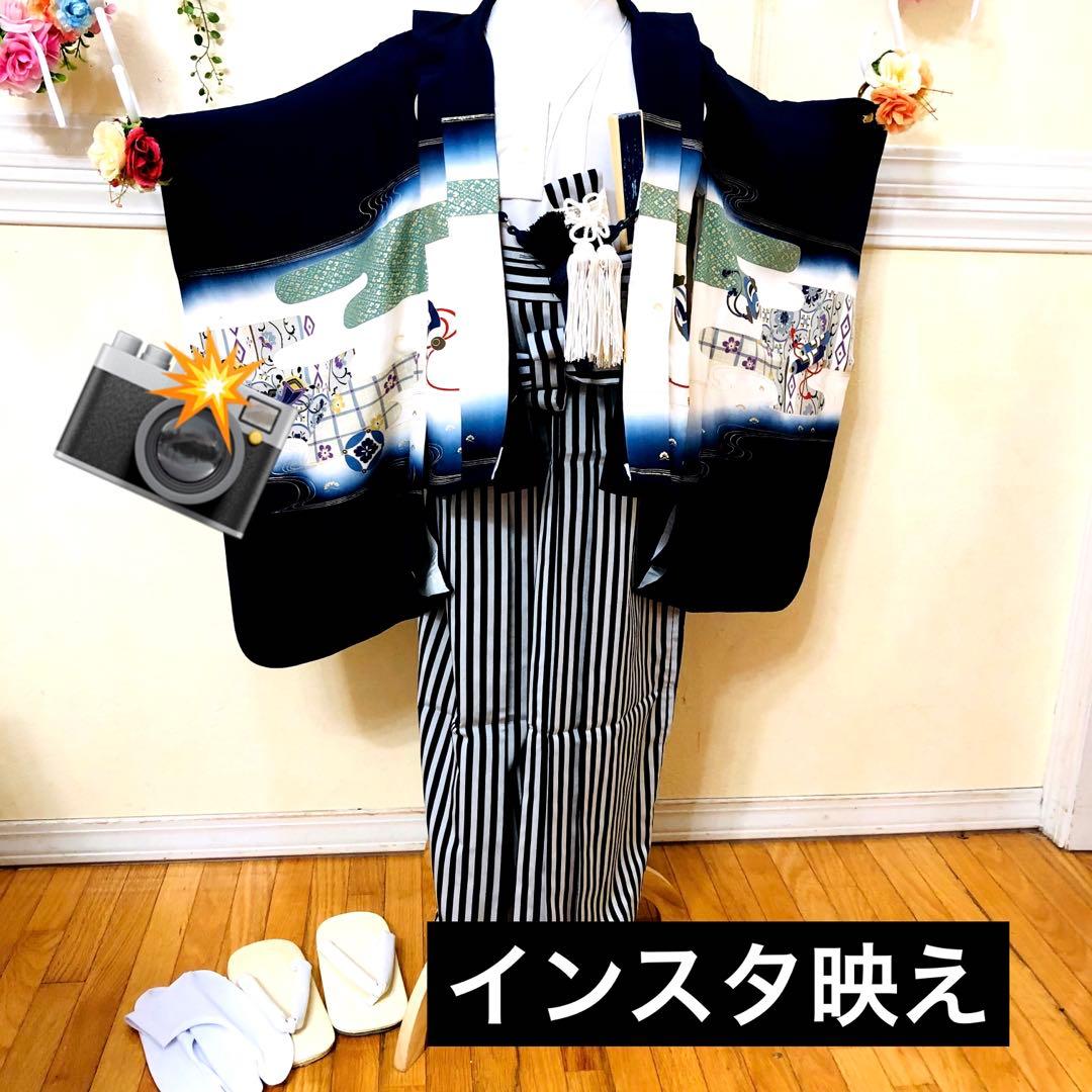 七五三 五歳‼️黒地 豪華男の子 鷹完全️フルセット‼️お家から揃え無 逸品‼️