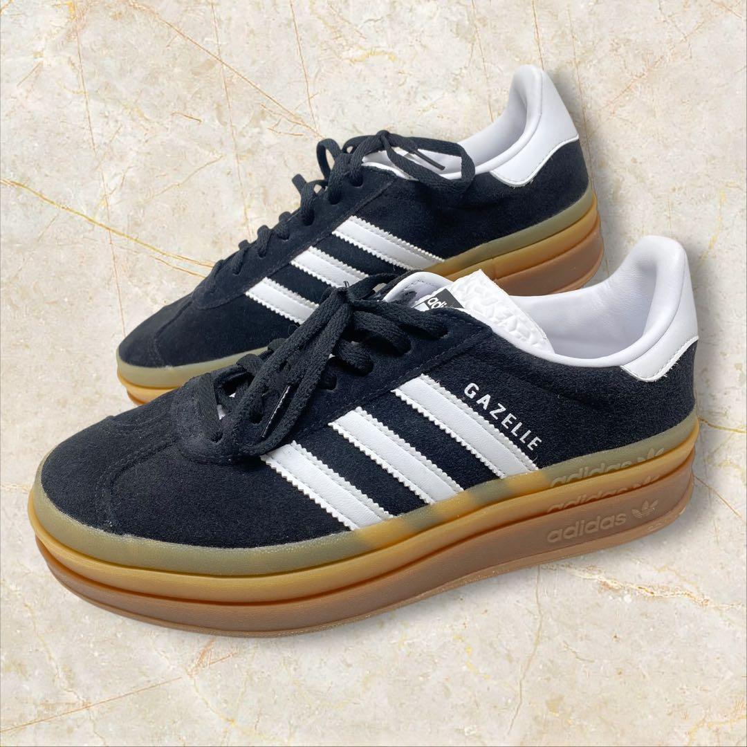 未使用 adidas ガゼル ボールド アディダス 厚底 24.5 ブラック 黒