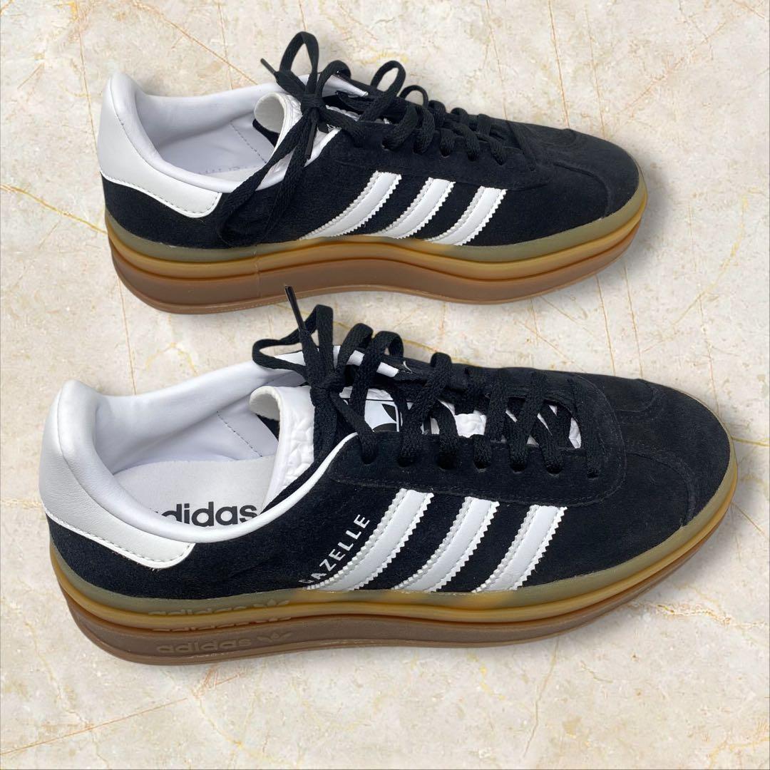 未使用 adidas ガゼル ボールド アディダス 厚底 24.5 ブラック 黒