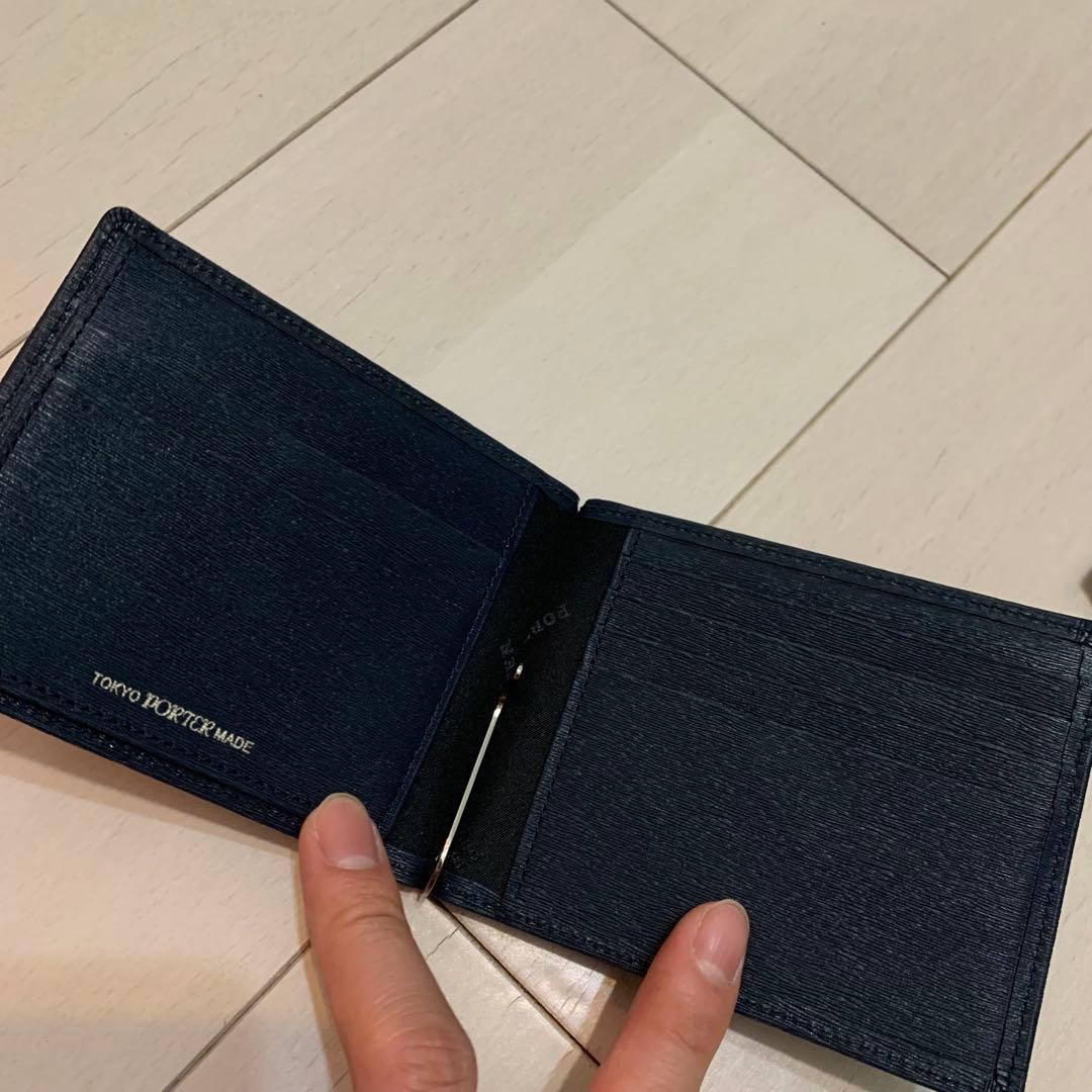 新品未使用　ポーター カレント マネークリップ ネイビー　紺レザー