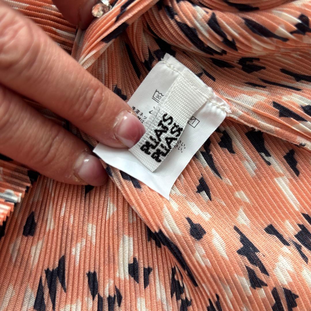 PLEATS PLEASE リブ編みオレンジ系半袖Tシャツ