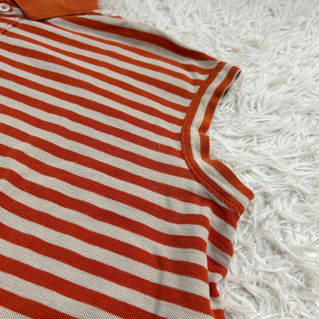 美品✨45R 縞カノコの馬ポロシャツ R刺繍 ロゴ ボーダー カットソー