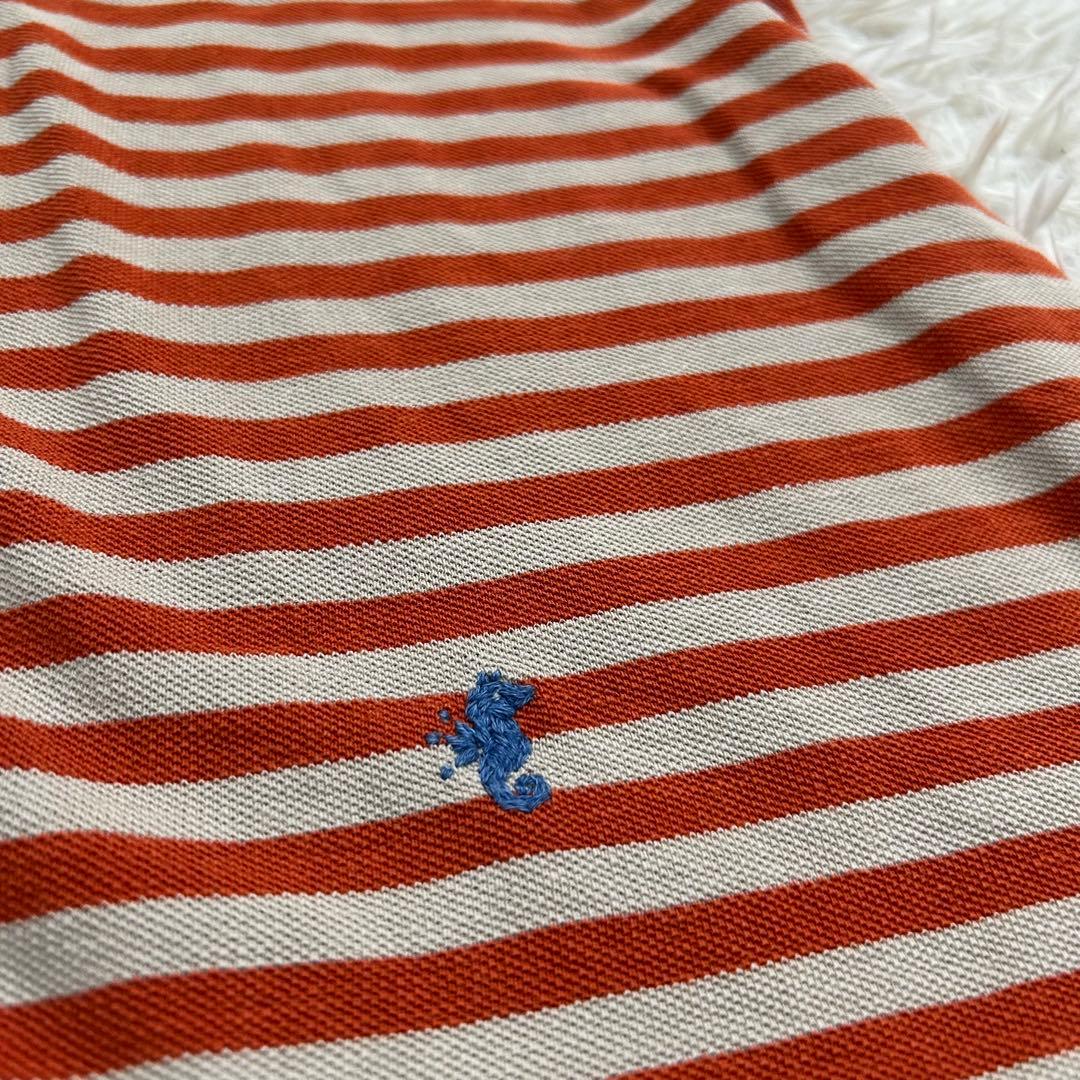 美品✨45R 縞カノコの馬ポロシャツ R刺繍 ロゴ ボーダー カットソー