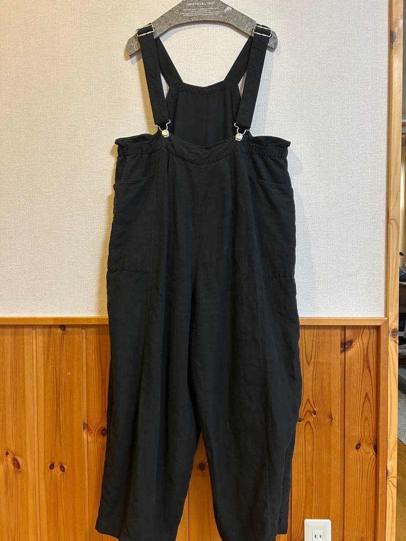 nest Robe リネン 超撥水ベイカーサロペット クロ