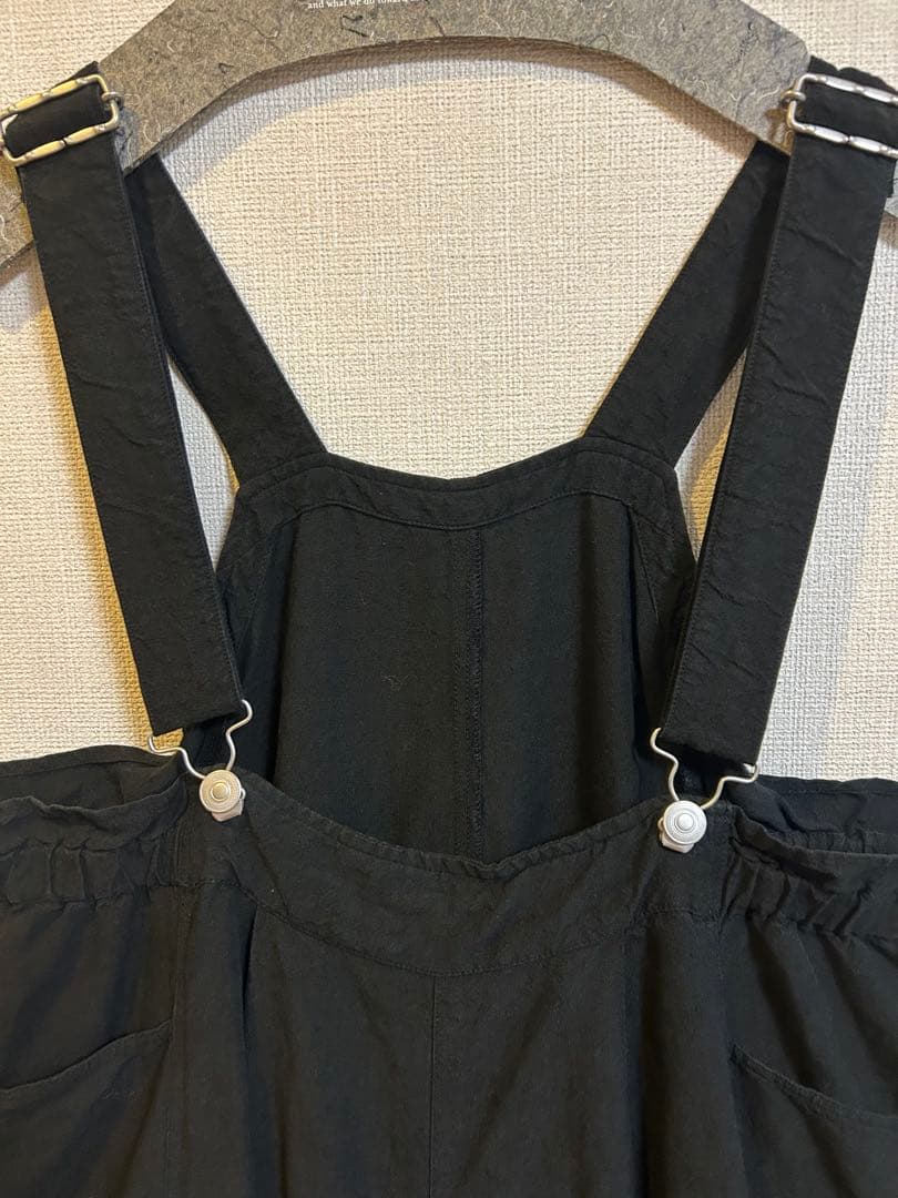 nest Robe リネン 超撥水ベイカーサロペット クロ