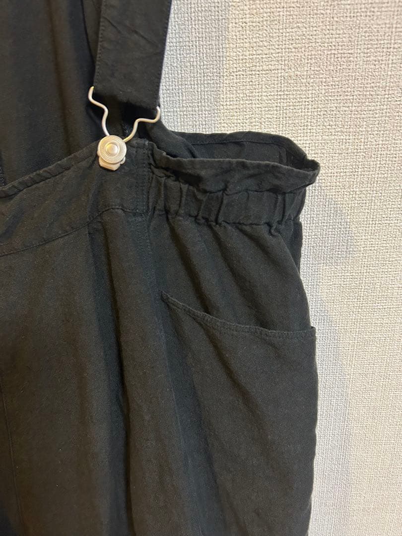 nest Robe リネン 超撥水ベイカーサロペット クロ