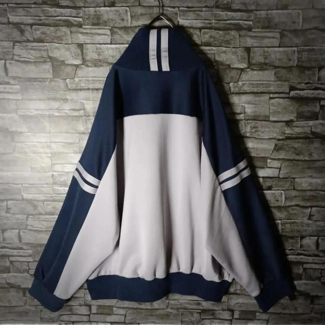 9090ジャージ バイカラー 刺繍Nロゴ ハイネック リブ切替 超ワイド 大きめ