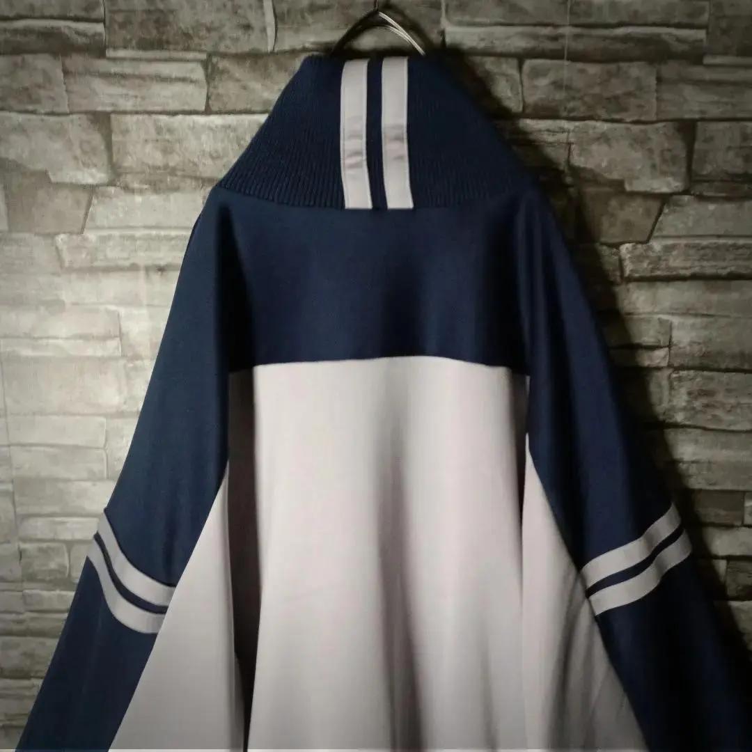 9090ジャージ バイカラー 刺繍Nロゴ ハイネック リブ切替 超ワイド 大きめ