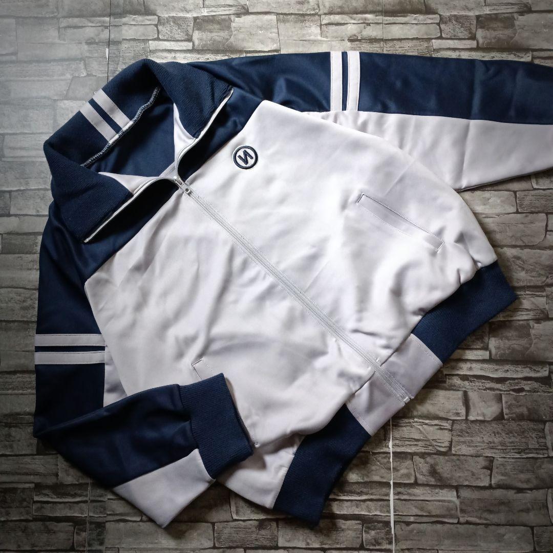 9090ジャージ バイカラー 刺繍Nロゴ ハイネック リブ切替 超ワイド 大きめ