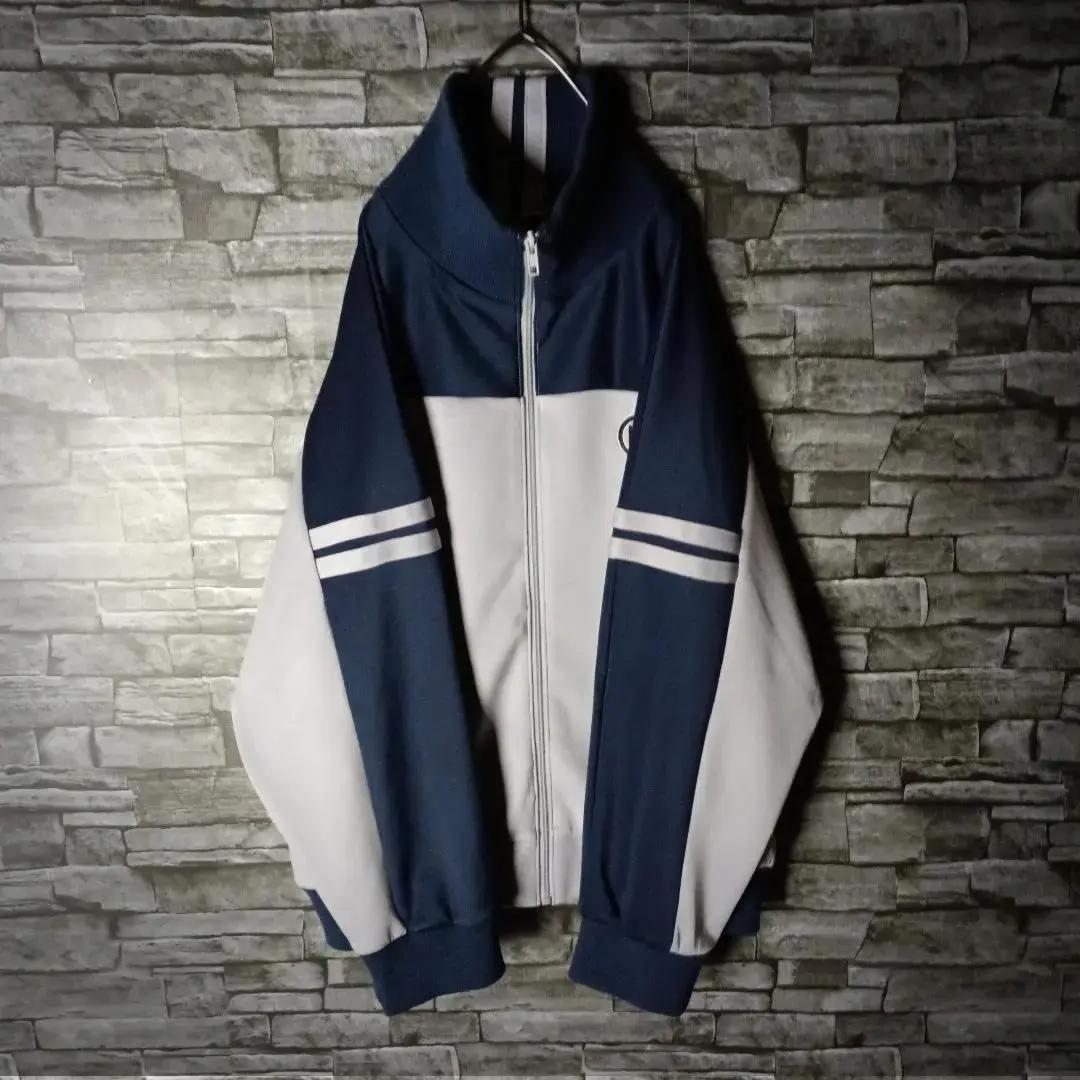 9090ジャージ バイカラー 刺繍Nロゴ ハイネック リブ切替 超ワイド 大きめ