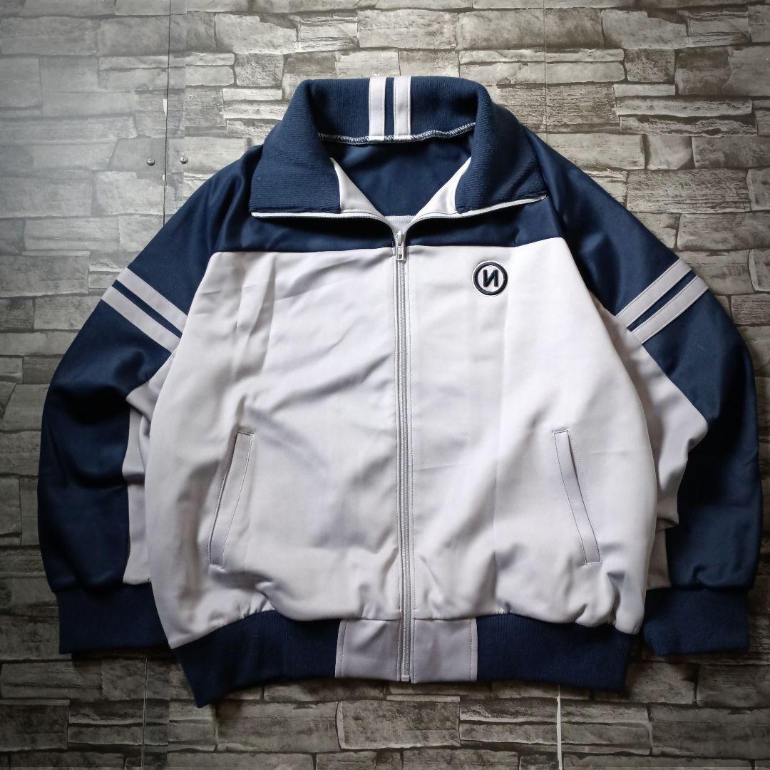 9090ジャージ バイカラー 刺繍Nロゴ ハイネック リブ切替 超ワイド 大きめ