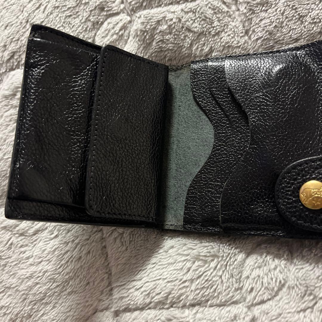 イルビゾンテ 黒レザー財布 二つ折り ボタン