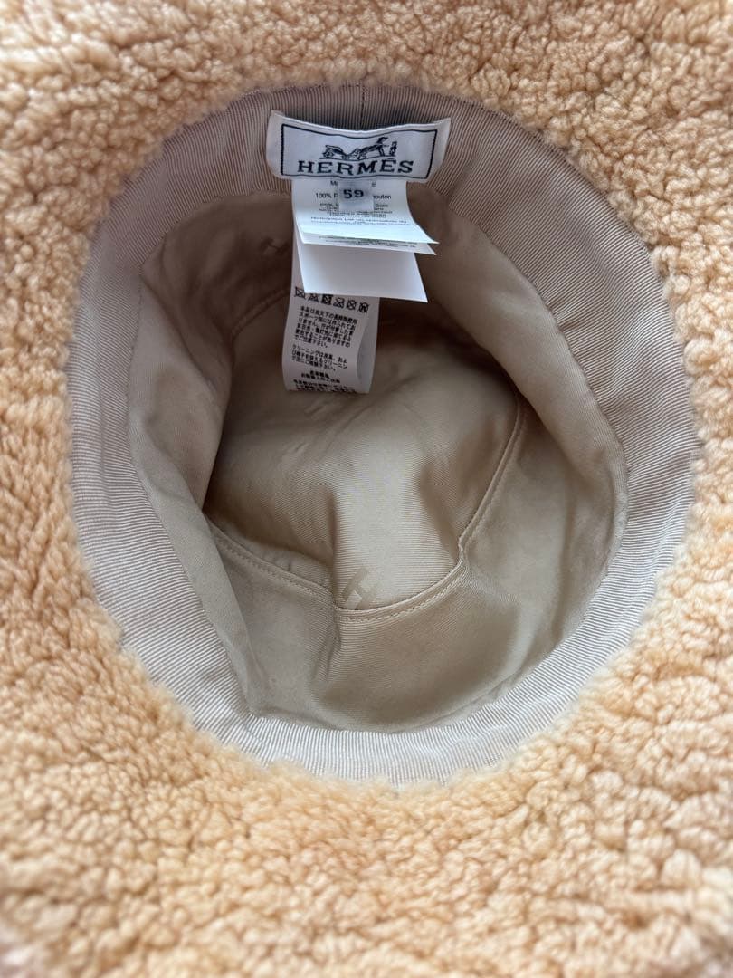 新品同様　エルメス　フォーブ ムートン バケットハット