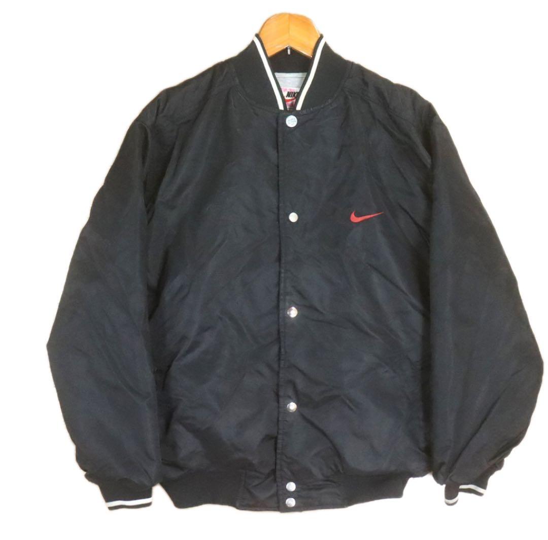 90s NIKE ナイキ　ナイロンスタジャン　スウッシュ刺繍　ビンテージ