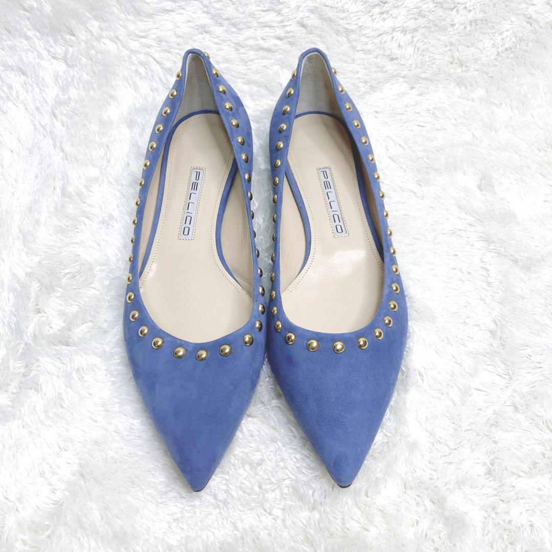 【極美品✨ペリーコ】スタッズ スウェード フラットシューズ 38 イタリア製