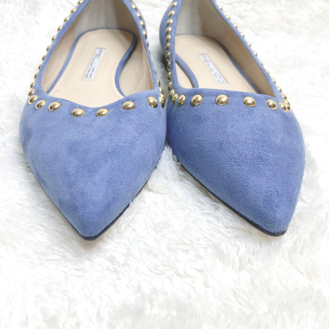 【極美品✨ペリーコ】スタッズ スウェード フラットシューズ 38 イタリア製