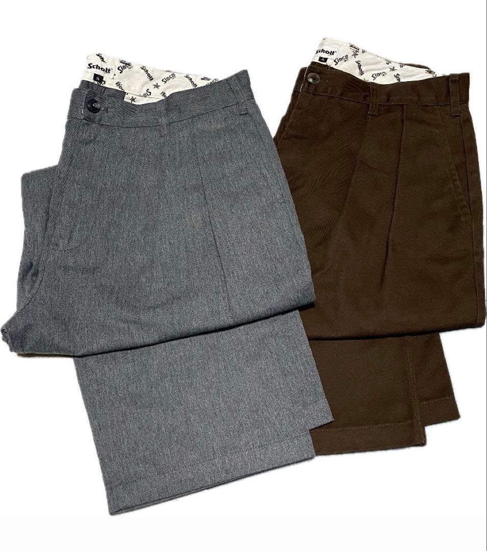 schott 2本セットTC DOUBLE PLEATED WIDE PANTS