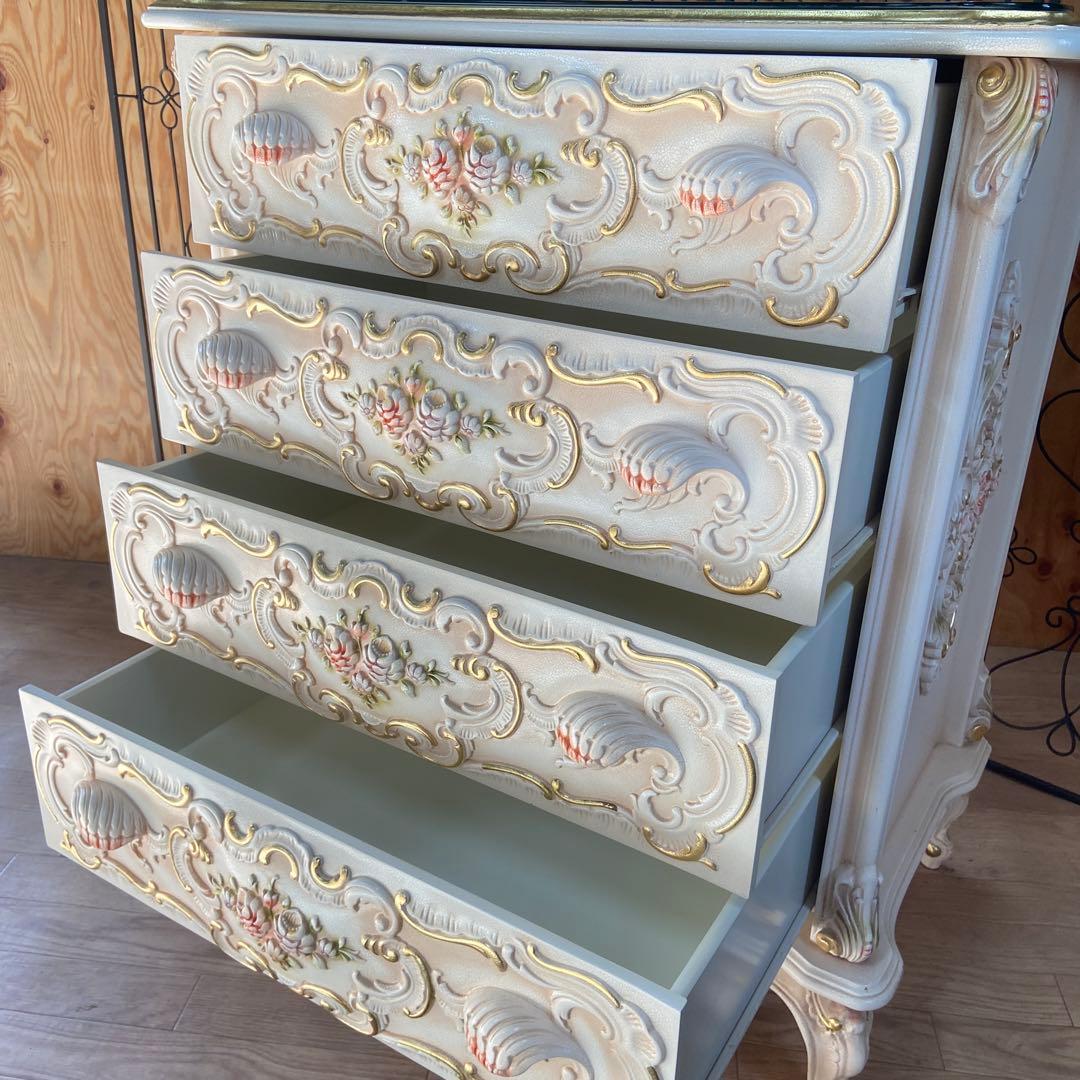 4段チェスト　ロココ調　猫脚 プリンセス ヨーロピアン 姫系③