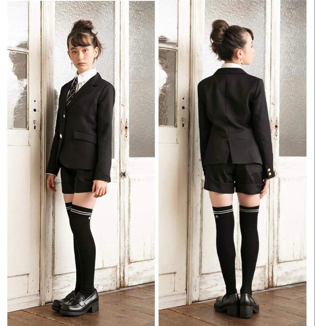 アリサナネクタイ靴下付フォーマルスーツ黒165ショートパンツ卒業式4点セット