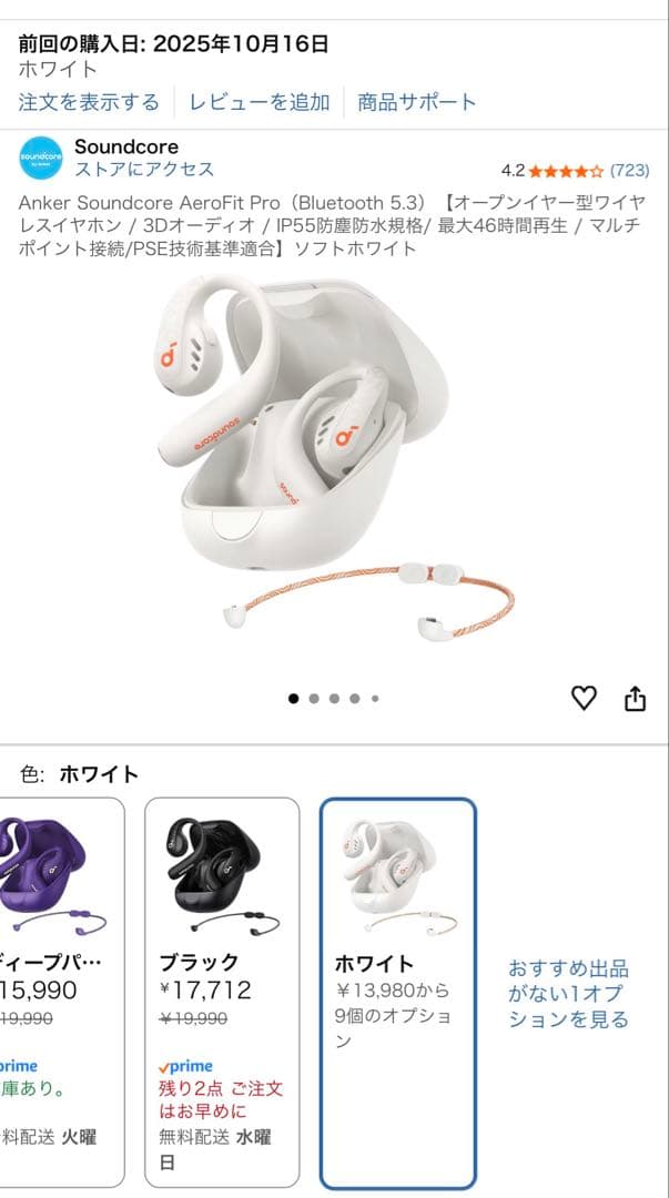 Anker Soundcore AeroFit Pro ソフトホワイト