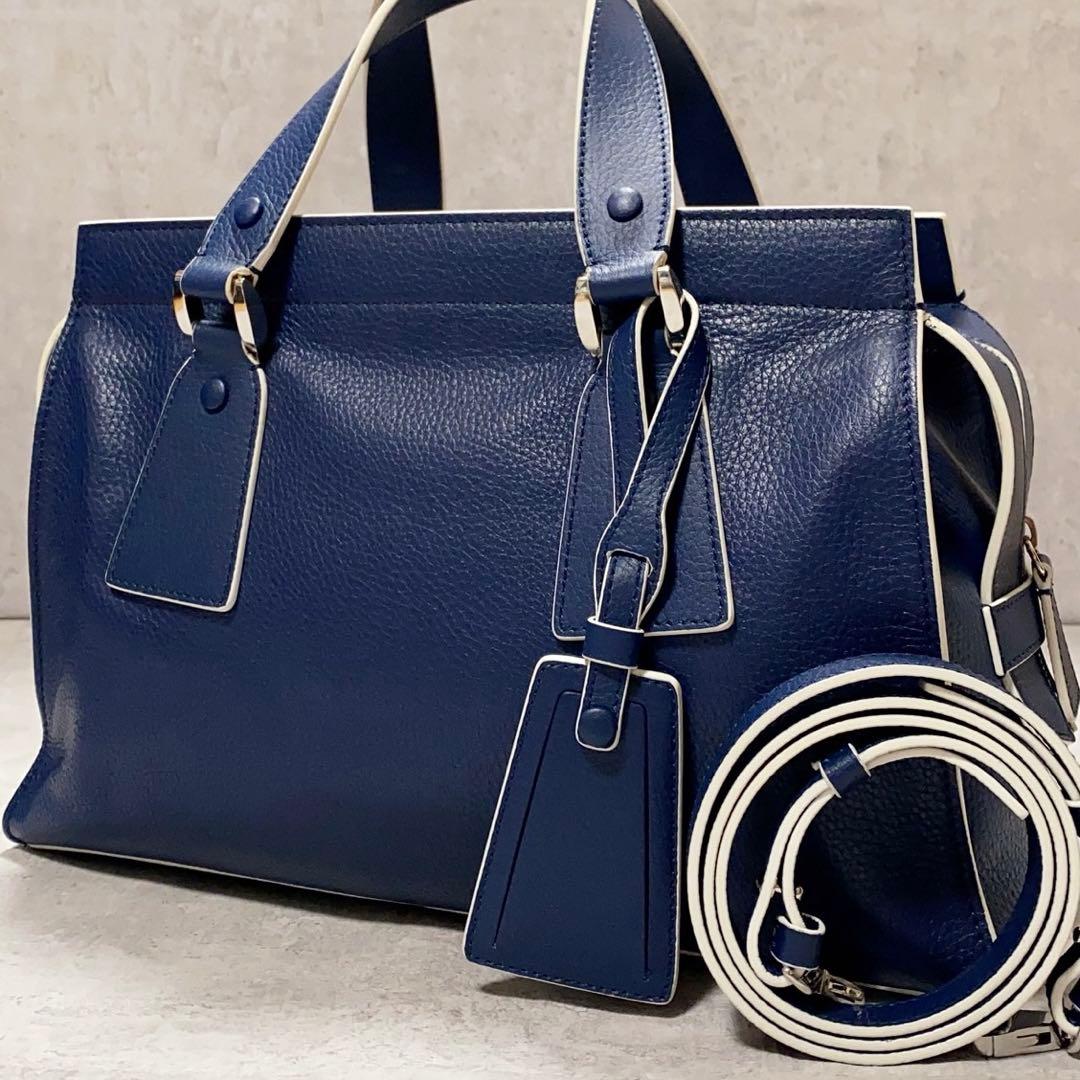 未使用に近い✨ジョルジオアルマーニ トートバッグ 2way ショルダーバッグ 青