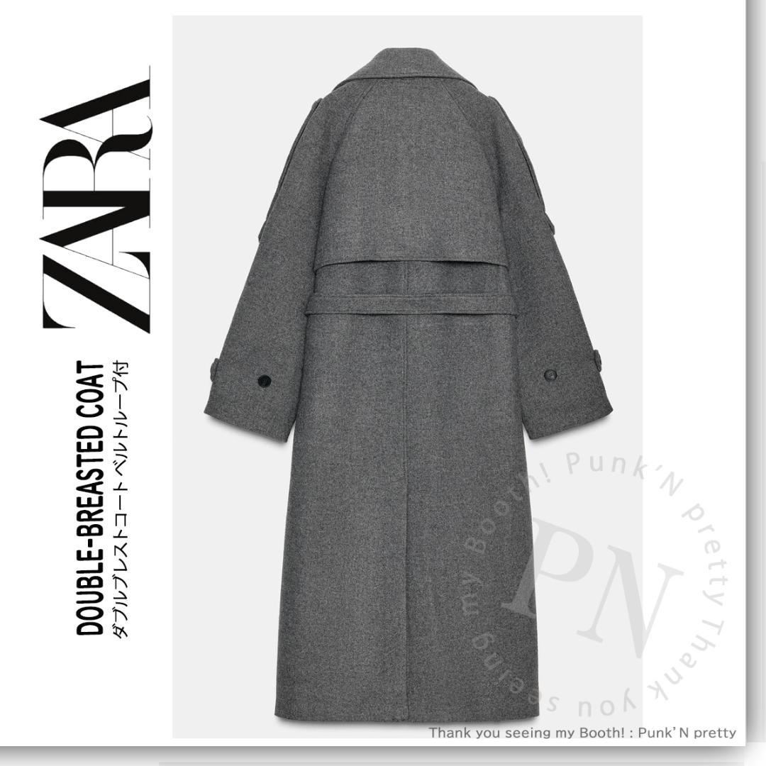 〇新品 ZARA ダブルブレストコート ベルトとループ付き Ｍ〇
