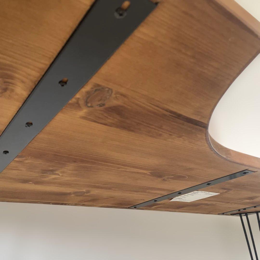 ロウヤ　l字デスク　アンティーク風　アイアン脚　幅140センチ