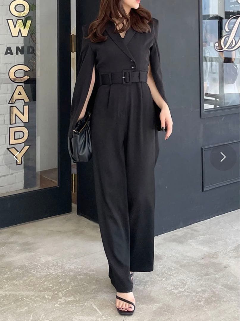  PARTY ベルト付きケープ風オールインワン