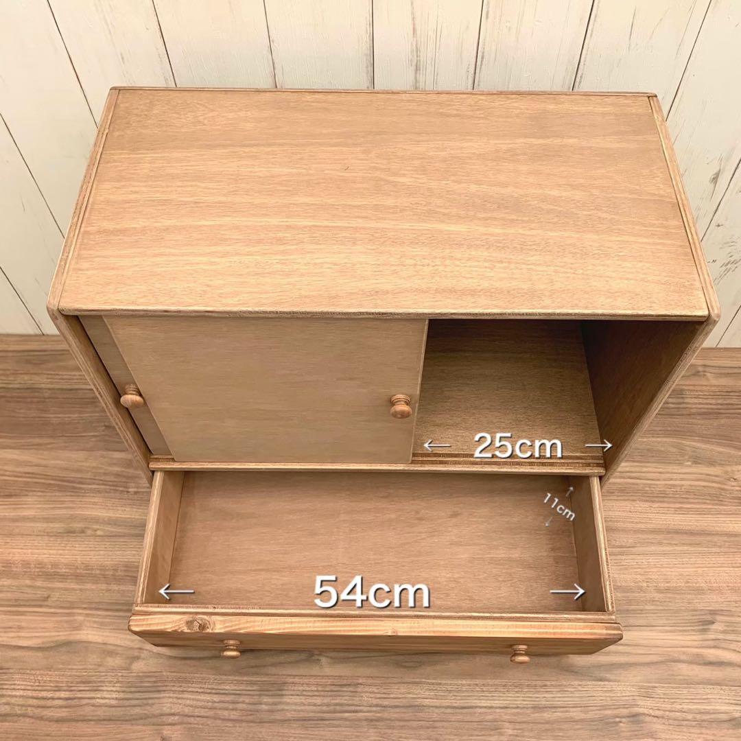 ⭐︎ アンティーク調 引戸式 収納棚 引き出し付き サイドシェルフ 1点限り⭐︎