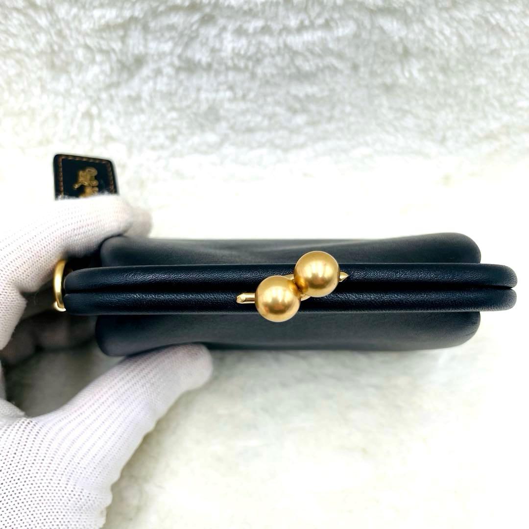 美品 希少 コーチ キスロック がま口 ケース ブラック レザー ゴールド