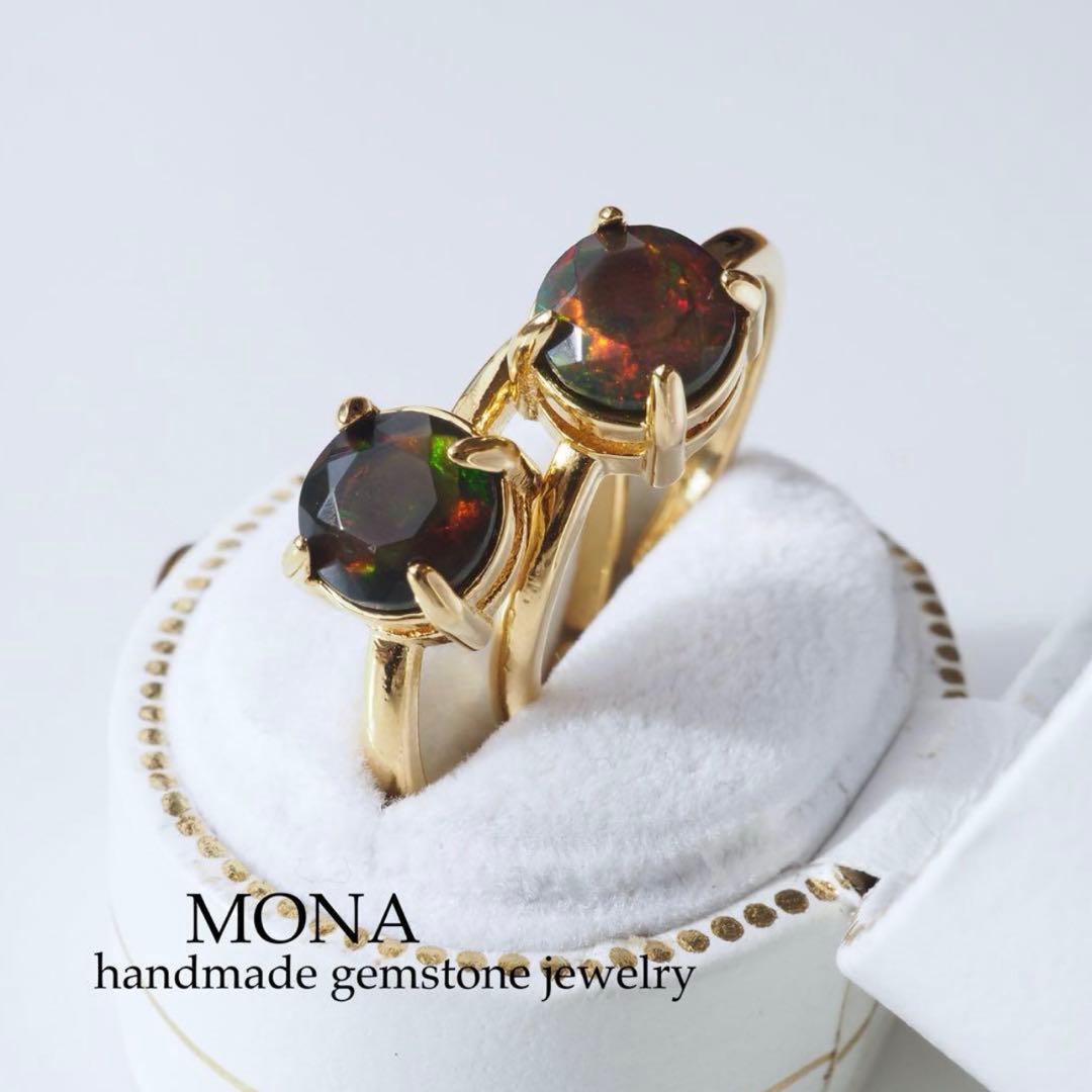 【ERI】宝石質ラピスラズリ×クリスタルのフリーサイズリング