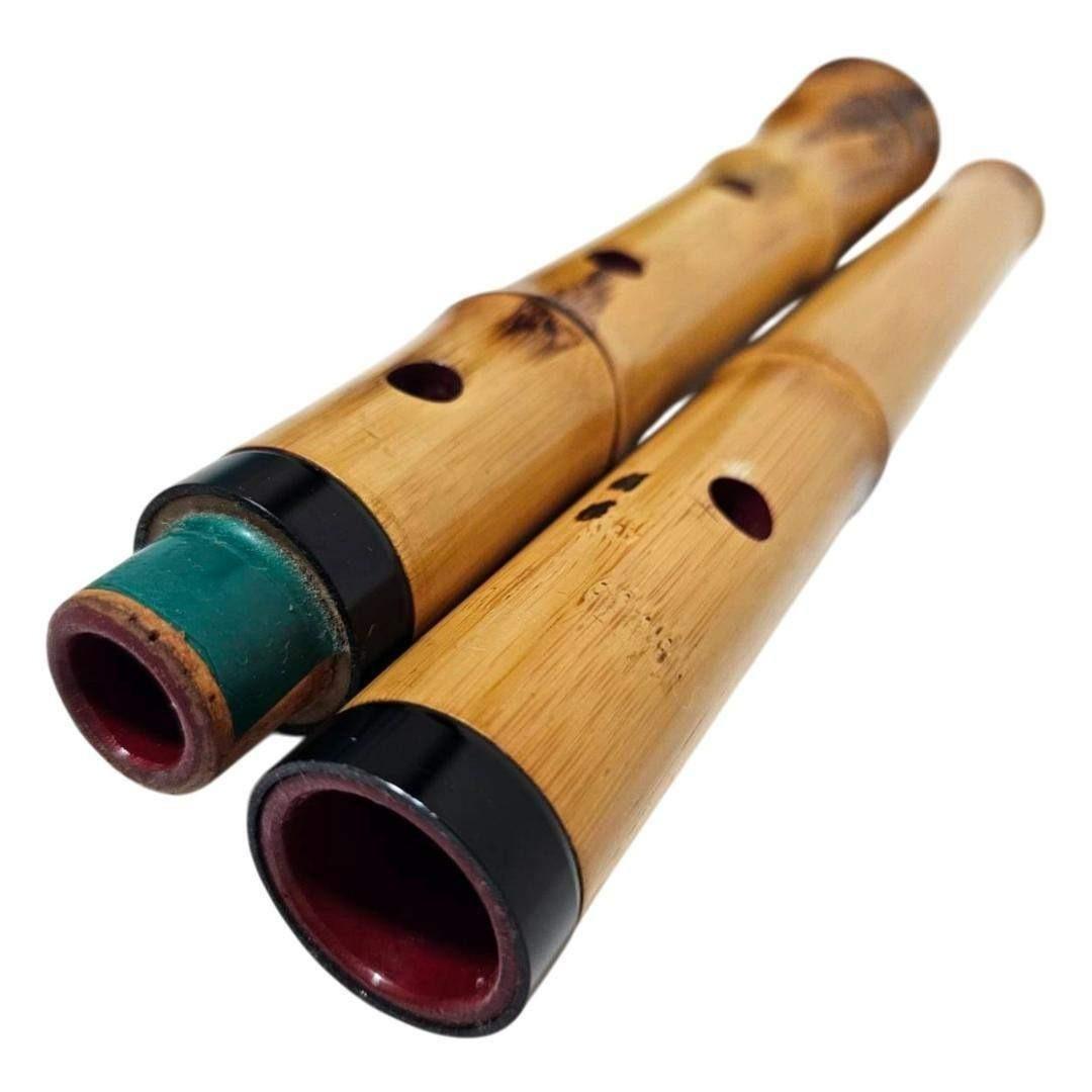 あ 尺八 琴古流 蝴蝶 2尺1寸 5孔 銘あり 2印 二分割 和楽器