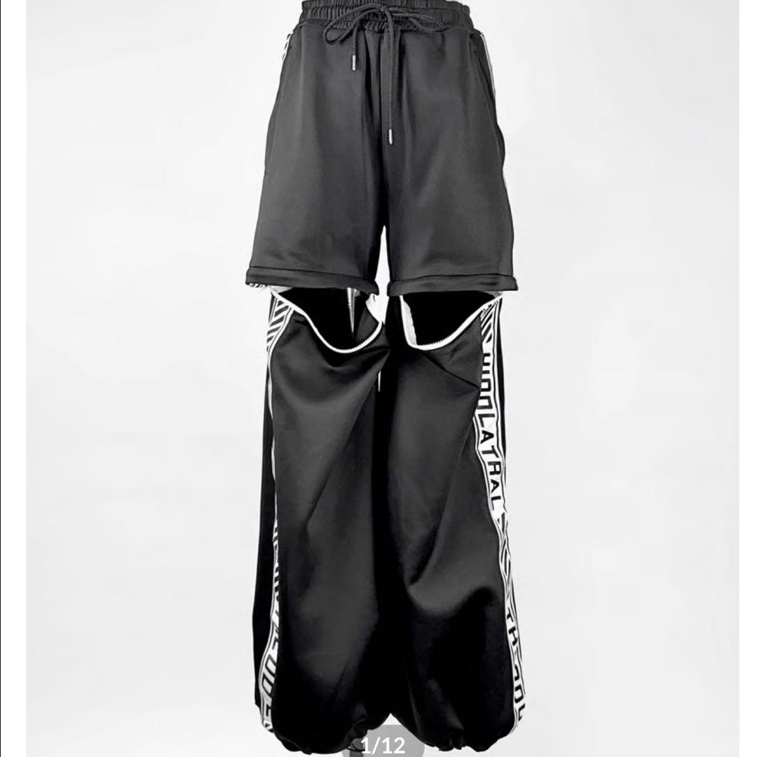 HIDOLATRAL THEODOLブランドロゴジャージ2wayパンツBLACK