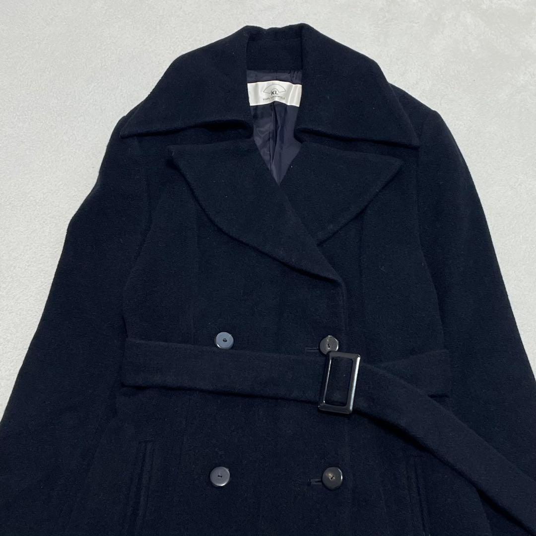 着丈124cm カールラガーフェルド ダブルブレストロングコート M ベルテッド