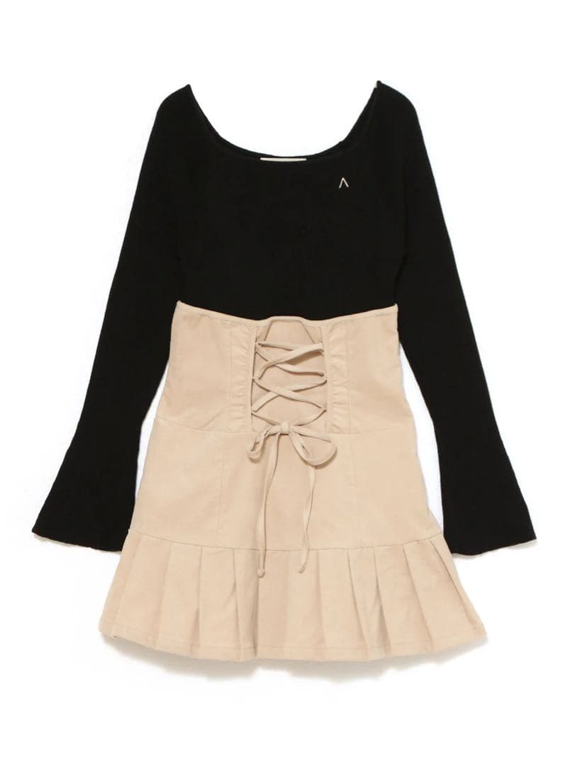 ワンピース High waist velour mini dress black