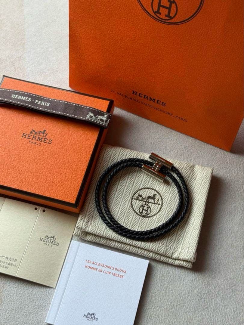 新品未使用 HERMES エルメス レザーブレスレット ブラック T5