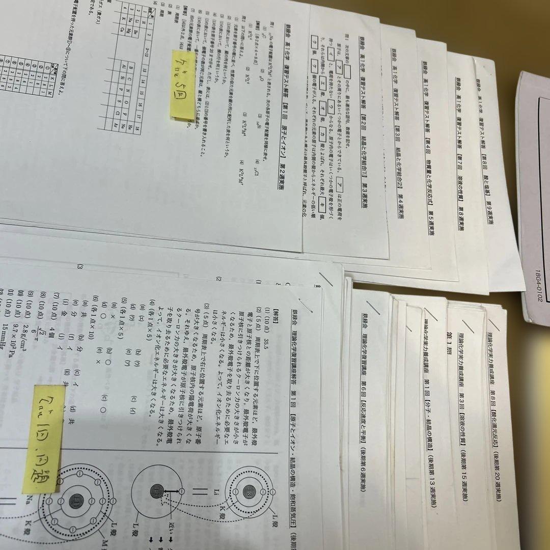 鉄緑会　高1 高2 化学　化学基礎講座問題集　￼復習テスト　フルセット