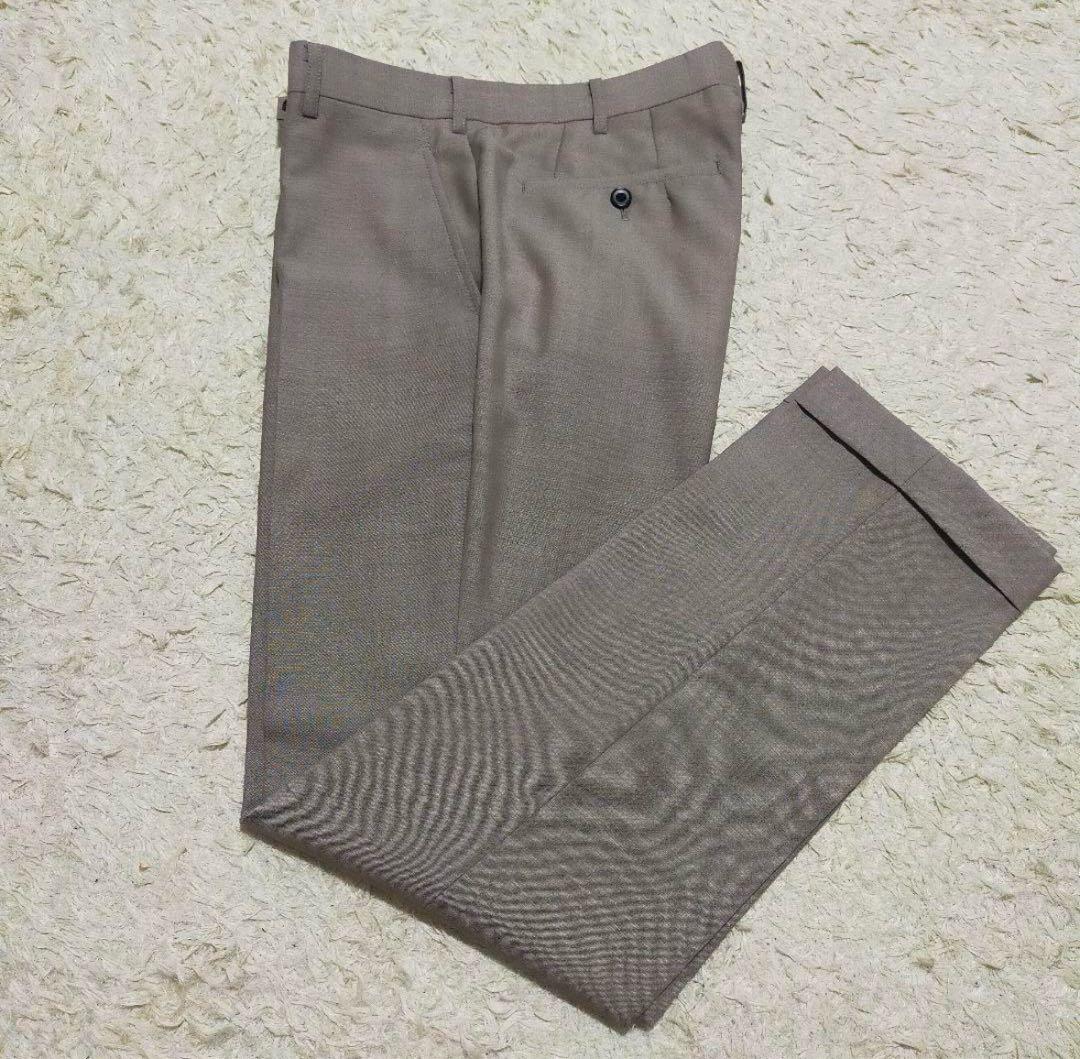 【美品】タケオキクチ×ドーメル・セットアップスーツ・グレージュ・無地・M〜L