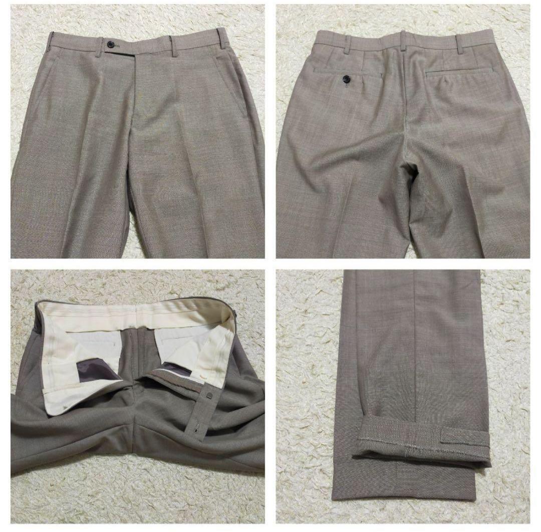 【美品】タケオキクチ×ドーメル・セットアップスーツ・グレージュ・無地・M〜L