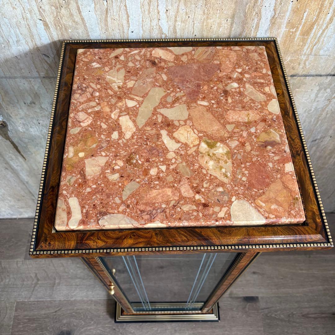 イタリア製　大理石トップ　4面ガラス　キュリオケース　コレクションケース　飾り棚