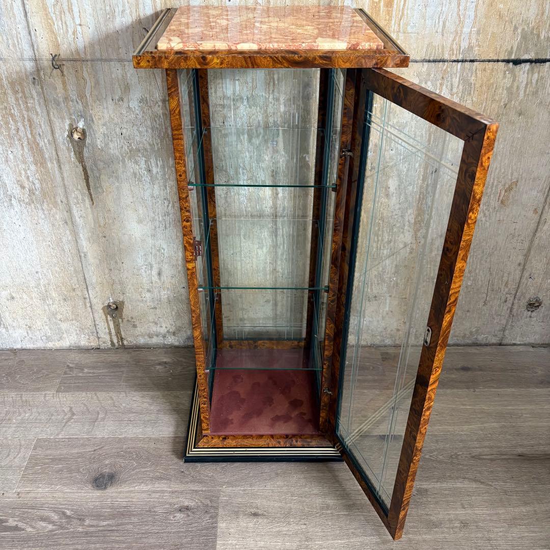 イタリア製　大理石トップ　4面ガラス　キュリオケース　コレクションケース　飾り棚