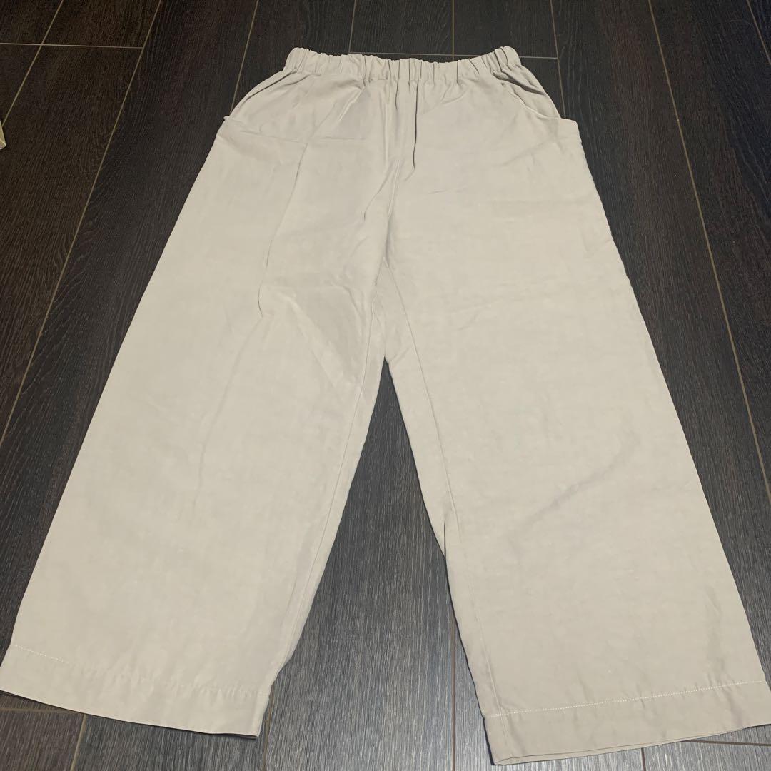 中川政七商店　グレー　ストレートパンツ　ゴム入りウエスト